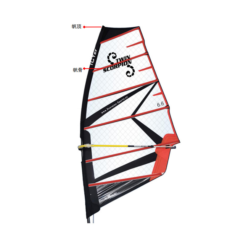 Negro rojo 6.6 vela plana simple