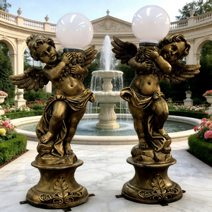 Estatuas de Ángeles Decorativas de Bronce para Exteriores, Estatuas Religiosas Femeninas de Tamaño Real con Corona, Obras de Escultura - Product Image 5