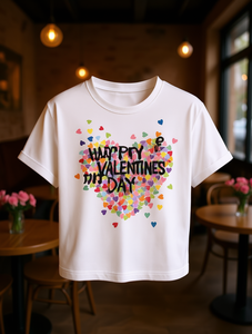 T-Shirt Crop da Donna alla Moda con Motivo a Cuori, in Puro Cotone, Casual, Manica Corta, Girocollo, Comoda per Tutte le Stagioni - Product Image 2