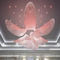 Lustre en cristal suspendu pour salle de banquet, grand lustre en cristal personnalisé pour hall d'hôtel, éclairage en forme de fleur