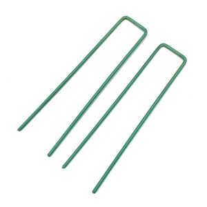 Piquets de fixation pour gazon en acier galvanisé moderne de calibre 11, 6 pouces, revêtement vert, pour barrière anti-mauvaises herbes et clôture de pelouse - Product Image 1