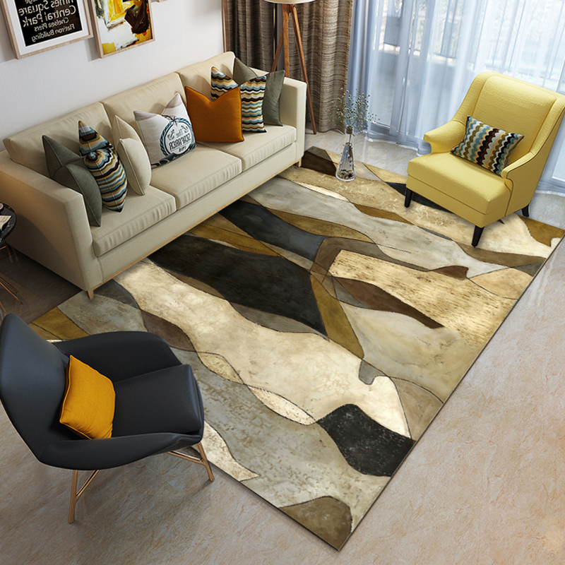 High quality 3D printing geometric design abstract style plain sofa bay window living room carpet