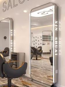 Miroir <span class=keywords><strong>de</strong></span> salon <span class=keywords><strong>de</strong></span> coiffure, rond, simple face, en acier inoxydable, mural, éclairé, pour salons <span class=keywords><strong>de</strong></span> coiffure - Product Image 1