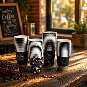 Gobelet jetable créatif en papier de qualité alimentaire pour café, thé au lait, avec couvercle anti-brûlure pour boissons chaudes, emballage extérieur pour magasins - Product Image 5