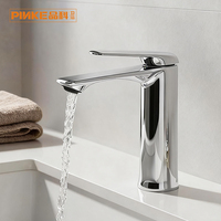 Keran Wastafel Modern Satu Lubang Satu Gagang Bahan Zinc Alloy Inti Keramik Lapisan Chrome Poles Terpasang di Atas Meja Pengatur Air Panas/Dingin