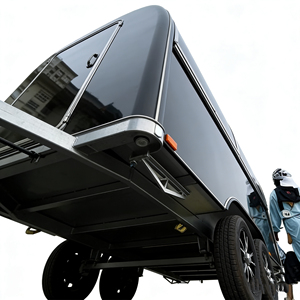 Remolque tipo domo negro con almacenamiento seguro para pasar la noche, con escotilla de servicio con cerradura para protección de equipos de helados, de acero inoxidable, 13 pies - Product Image 2