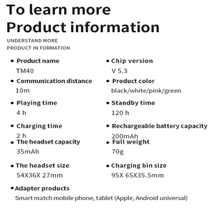 TM40 Auriculares Inalámbricos In-Ear Smart Display Sport Auriculares con Micrófonos para iPhone <span class=keywords><strong>Xiaomi</strong></span> Huawei - Product Image 6