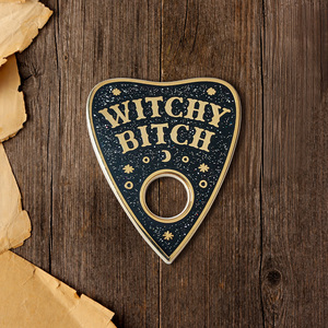 Épinglette artistique scintillante Witchy Bitch avec motif étoile céleste, badge en émail dur style gothique Witchcore - Product Image 4