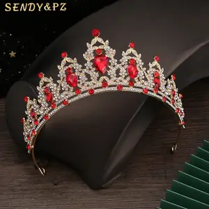 Moda de joia de cabelo rainha noiva liga de cristal coroa bandanas aniversário casamento strass argola de cabelo acessórios para chapéus