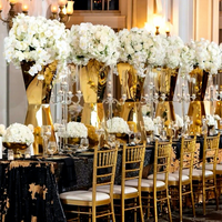 Support de fleurs en métal doré miroir JINDA pour centres de table de mariage, décoration de table de banquet, présentoir de boules de fleurs