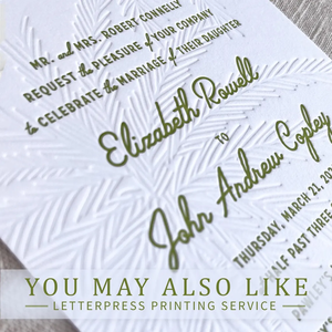 Service d'impression d'invitations de mariage en typographie : Service de conception personnalisée sur papier coton disponible, pour les annonces de réservation de <span class=keywords><strong>date</strong></span>. - Product Image 5