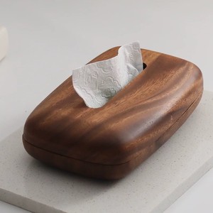 Caja de pañuelos de madera, caja de pañuelos sencilla con diseño de pan, caja de pañuelos de escritorio, caja de almacenamiento de servilletas de madera para hotel, restaurante de lujo ligero. - Product Image 2