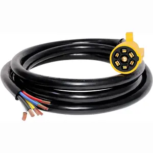 Cable de enchufe de remolque de 7 vías con conector de doble clavija, Cable moldeado de repuesto lateral para remolque de hoja RV de 7 pines