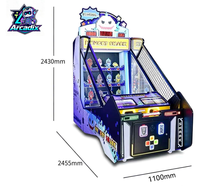 Machine de jeu d'arcade à lancer des balles à grande échelle pour enfants, avec requins affamés et fonction d'émission de tickets