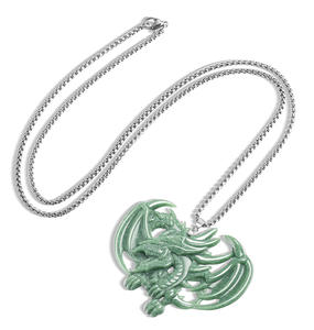 Colgante Infantil de Jade Natural Genuino Tridimensional Plateado, Diseño de Dragón Celestial, Cuentas Verdes de Jade Feicui, Recuerdo de Jade de Grado Hielo - Product Image 2