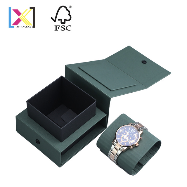 Custom Logo Design Printing Luxury Detachable Eco-Friendly Sustainable Magnetic Closure Rigid Cardboard Watch Box