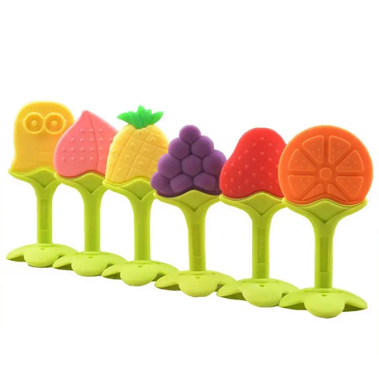 Bâton de dents de bébé à mâcher en silicone de qualité alimentaire Dents de bébé en silicone fruit doux jouet de dentition pour bébé