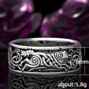 Anello in Argento H136 con Motivo Animale, Vintage Unisex per Uso Quotidiano, Anelli Raffinati - Product Image 6
