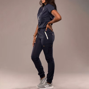Logo personnalisé Gommage Infirmier Grande Taille Jogger Mode Unisexe Médical Scrubs Uniformes Imprimé Technics Doux Ensembles D'hôpital Pour Femmes - Product Image 4