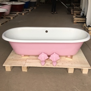 <span class=keywords><strong>Bañera</strong></span> Independiente de Hierro Fundido de Diseño Tradicional Rosa Princesa, Doble Función, 1.5 m, para Uso en Hoteles - Product Image 1