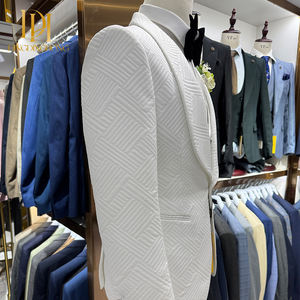 Costume de luxe 3 pièces pour hommes, coupe ajustée, <span class=keywords><strong>tenue</strong></span> d'hôte décontractée pour mariage blanc, ensemble de costume formel sur mesure fabriqué à la main et personnalisé pour hommes - Product Image 2