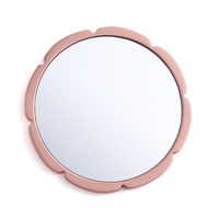 Miroir de poche en métal rose émaillé doux, motif fleur unique, tendance