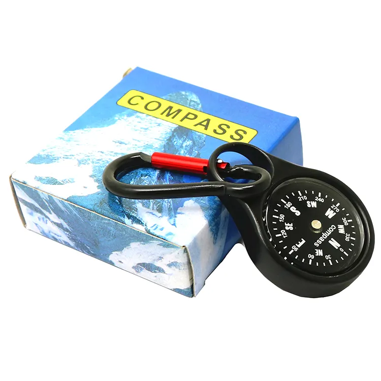 Mountaineering Outdoor Survival Camping Hiking Compass with Zinc Alloy Hook Buckle