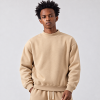 Sweat-shirt à col montant 350 GSM, coupe oversize, en molleton épais, col rond, coupe carrée, pour homme, style classique américain, marque privée, fourniture OEM
