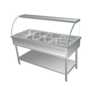Commercial Stainless Steel Warming Table With Glass Cover 1500W 3000W Insulated Food Serving Counter For Cafeteria Restaurant - Product Image 1