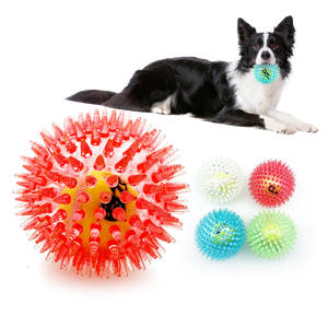 צעצועי כדור טניס לכלבים עמידים לנשיכה, צעצועי לעיסה עם צפצפה לניקוי שיניים, כדורי צעצוע לכלבים, כדורי קפיצות עם קוצים לחיות מחמד - Product Image 1