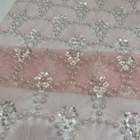Nouvelle dentelle en tulle 100 % acrylique, tricotée à tubes, richement ornée de sequins et de perles, motif écailles de poisson, résistante à l'abrasion, pour vêtements et robes