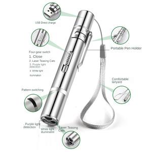 USB ricaricabile viola luce gatto giocattolo Multi-Pattern Laser Teaser divertente penna gatto in plastica resistente movimento interattivo per animali domestici cani - Product Image 5
