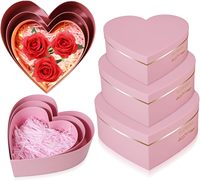 Custom Hart Bloembak Met Gouden Logo Moeder Dag 3 Stuks Per Set Zwart Roze Bloembak Voor Valentijnsdag Cadeau In De Uitverkoop