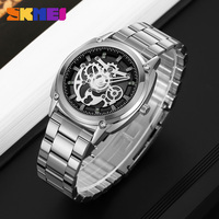 SKMEI 2293 hommes en acier inoxydable Quartz analogique montre d'affaires Logo client luxe et Style Antique montre à Quartz de haute qualité