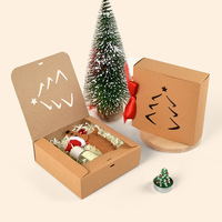 Nouveau design Boîte d'emballage cadeau de Noël carrée évidée Boîte en papier kraft pliable avec fermeture à ruban