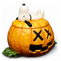 Pot à bonbons d'Halloween personnalisé de couleur blanche au design moderne, en forme de fantôme, en céramique, pour ranger les biscuits et les gâteaux