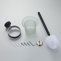 Support de brosse WC Delai noir mat antirouille en acier inoxydable 304, fixation murale, écologique, accessoires de salle de bain modernes