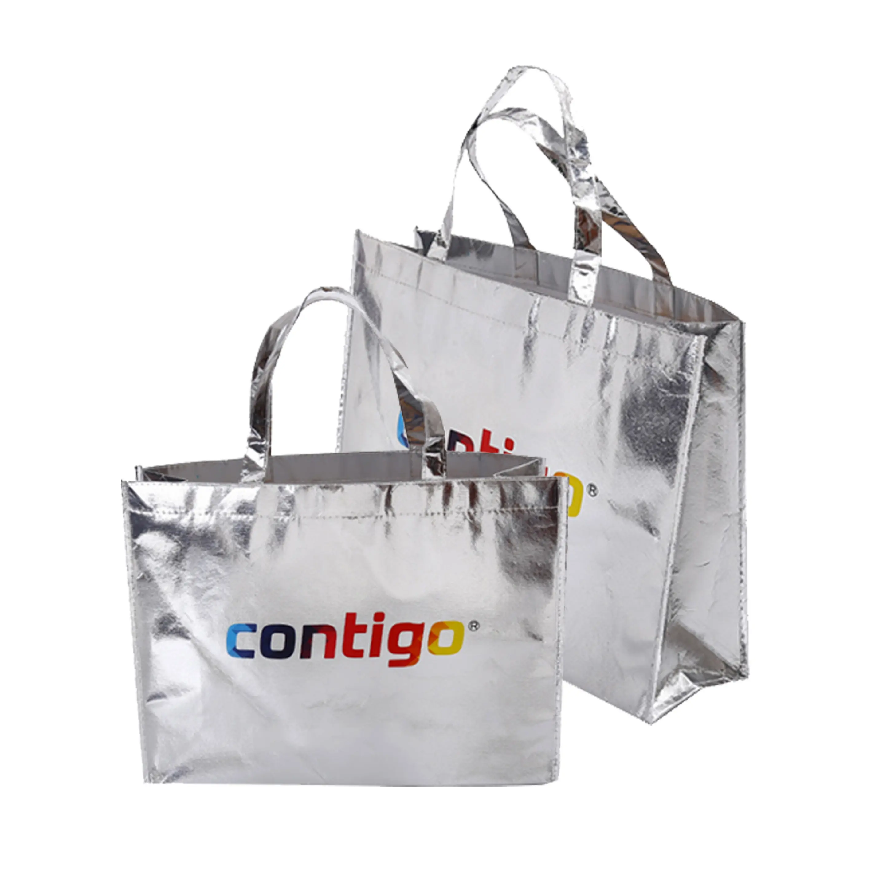 Bolsa de compras con impresión de transferencia de calor reciclada con logotipo personalizado bolsa no tejida láser de lujo