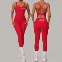 Combinaison Aoyema pour femme, respirante, à bretelles réglables croisées, effet push-up fessier, dos élégant, idéale pour le sport