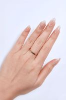 Uñas Postizas de Gel ABS con Estampado Dorado, Diseño Abstracto Metálico, Línea Cromada, Almendradas Medianas, Venta al por Mayor