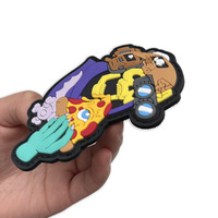 Patch PVC 3D personnalisable Prêt à l'emploi, motif Pizza Skull Night Vision, pour chapeaux tactiques