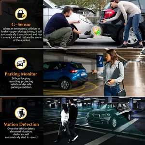 Cámara Doble para Coche, Delantera e Interior, 1080P, con Sensor G, WDR, Visión Nocturna, Resistente al Agua - Product Image 6