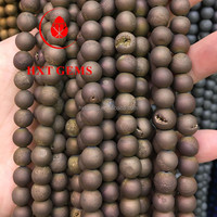 Perles de pierres précieuses rondes en agate drusy métallique en gros pour la fabrication de bijoux