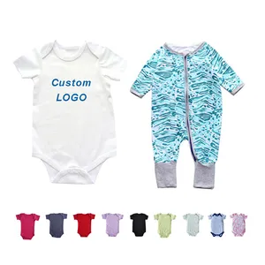 Áo Liền Quần Trẻ Sơ Sinh 100% Cotton Chải Kỹ Quần Áo Trẻ Em Trống Hỗ Trợ Tùy Chỉnh Bán Sỉ Quần Yếm Trẻ Em Mới Sinh