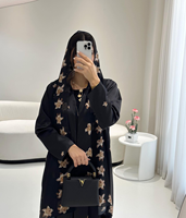 Ensemble Abaya élégant à imprimé floral pour femmes, robe musulmane de luxe Dubaï Kaftan, ensemble de 2 Abayas, robe kimono islamique modeste de Turquie