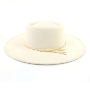 Sombrero Fedora de Ala Ancha de Moda, Sombrero Panamá Vintage Grande, Sombrero Fedora de Fieltro con Parte Superior de Corazón de Gamuza para Hombre y Mujer - Product Image 4