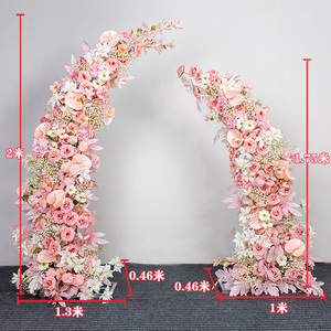 Фон ручной работы из искусственного шелка с искусственными цветами и арками для свадебного украшения в форме роза Искусственные цветы ручной работы - Product Image 1