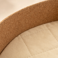 Cama para Gatos de Corcho Semiabierta con Forro de Tela Acolchada Beige, Casa para Gatos de Corcho Natural para Gatos de Interior, Diámetro 420 x 190 mm