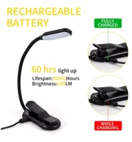 Lampe de lecture rechargeable Mini 7 LED Lampe de lecture 3 niveaux Blanc chaud et froid Lampe flexible à pince facile à lire Lampe de lecture de nuit dans le lit