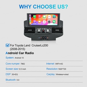 Navihua for Toyota Land Cruiser LC200 2008 2015 Android Car Radio 12.3 Inch Multimedia <b>Stereo</b> Carplay GPS Navigation DVD Player - Product Image 6